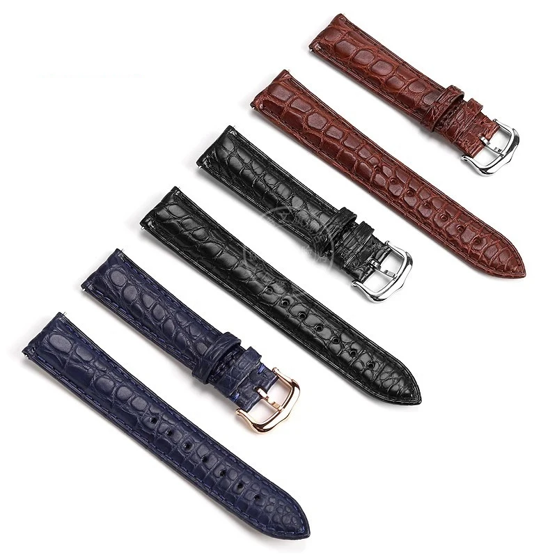 Black Blue Brown Crocodile Skin Watch Strap For CARTIER Tank Must Solo CLÉ DE 16mm17mm 18mm 19mm 20mm Alligator Skin Watch band #3