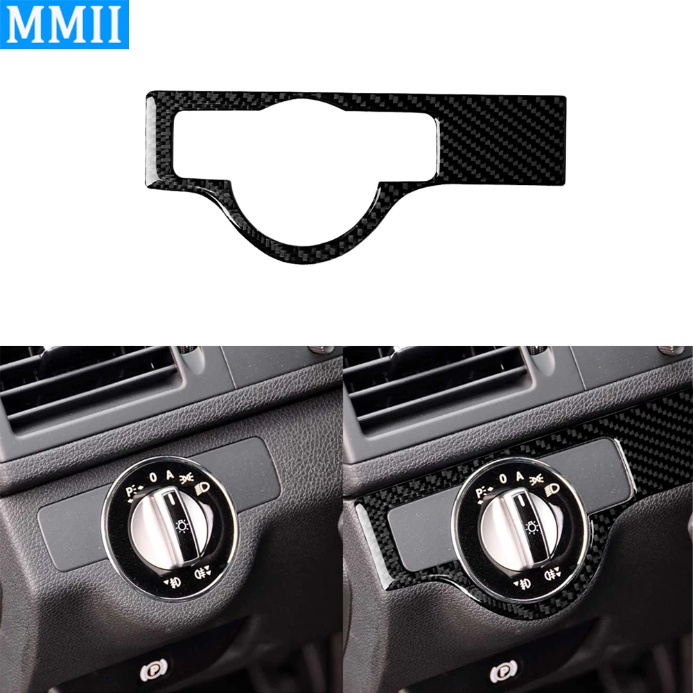 For Benz C Class W204 2007-2010 Carbon Fiber Headlight Switch Button Trim Cover Car Interiors Accessories Decoration Sticker