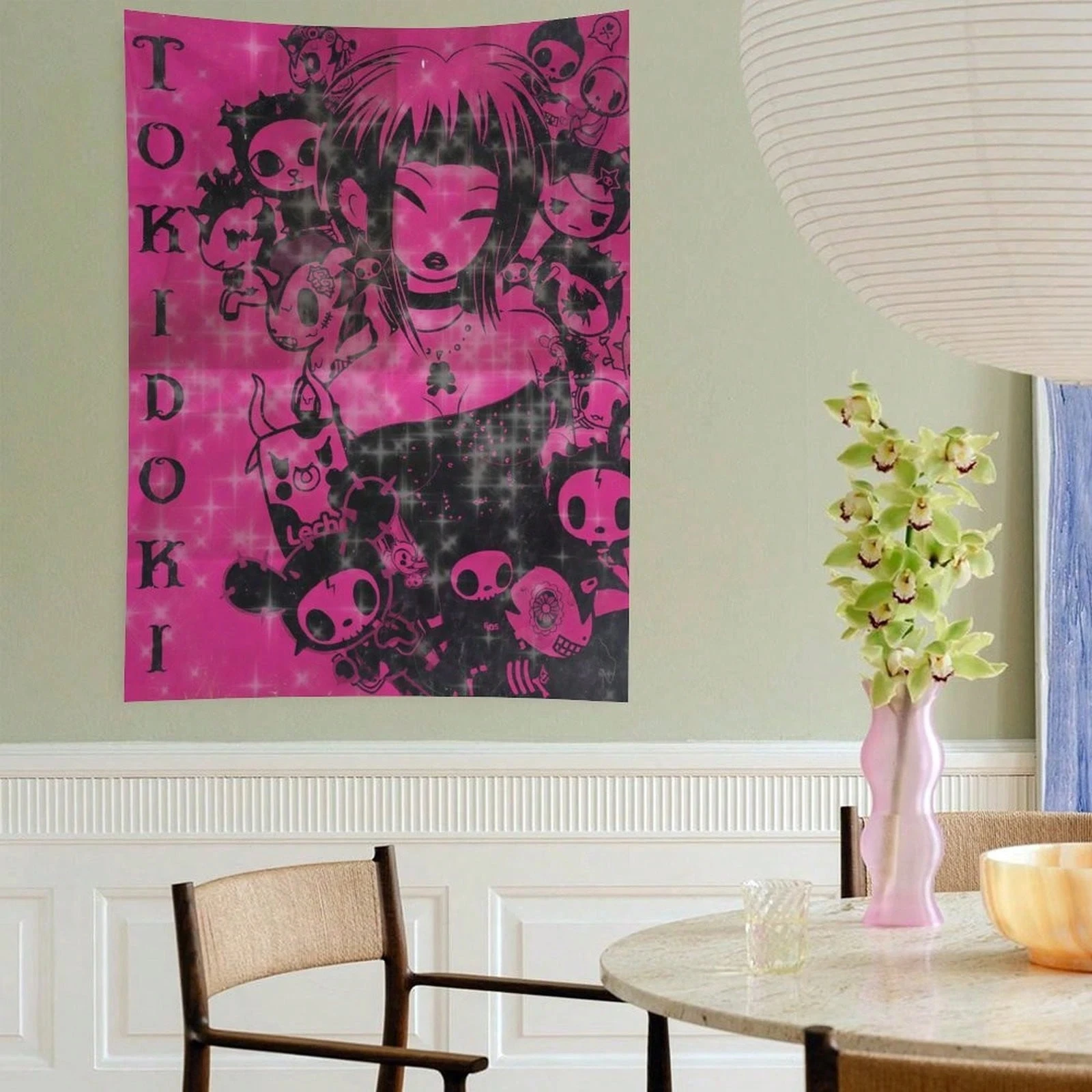 1pc Tokidoki Anime Tapestry, Cartoon Character Wall Hanging, Cool Room Stuff, Large Size, Polyester 2D Print, Bedroom Stuff, Kaw