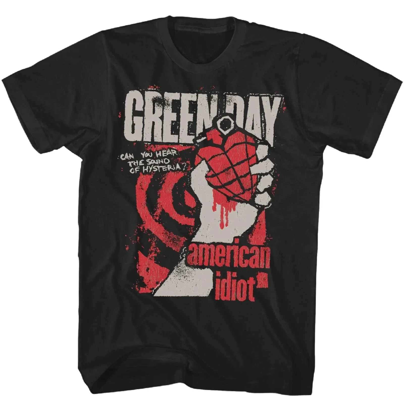 تي شيرت Green Day American Idiot Hysteria تي شيرت رجالي لموسيقى الروك الكلاسيكية بفرقة تي شيرت بأكمام قصيرة للسيدات على الموضة في الشارع