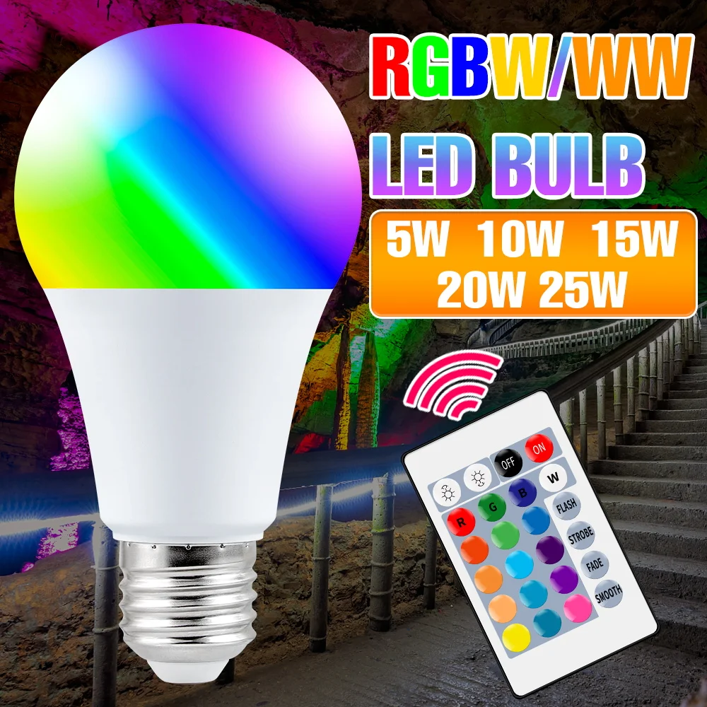 

25W RGB LED Bulb 16Colors Mood Lamp E27/E26 Ceiling Lamp 220V Home Party Christmas KTV Bar Colorful Atmosphere Decor Lighting