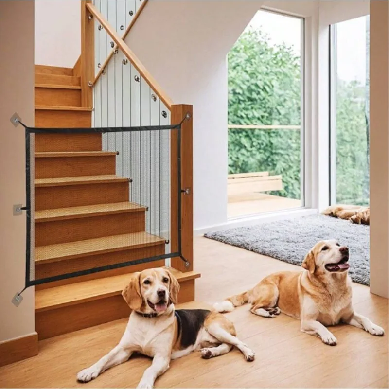 Pet Dog Fence Gate Safe Guard Safety Enclosure Folding Dog Fences Dog Gate The Ingenious Mesh Magic Pet Gate Pet Supplies