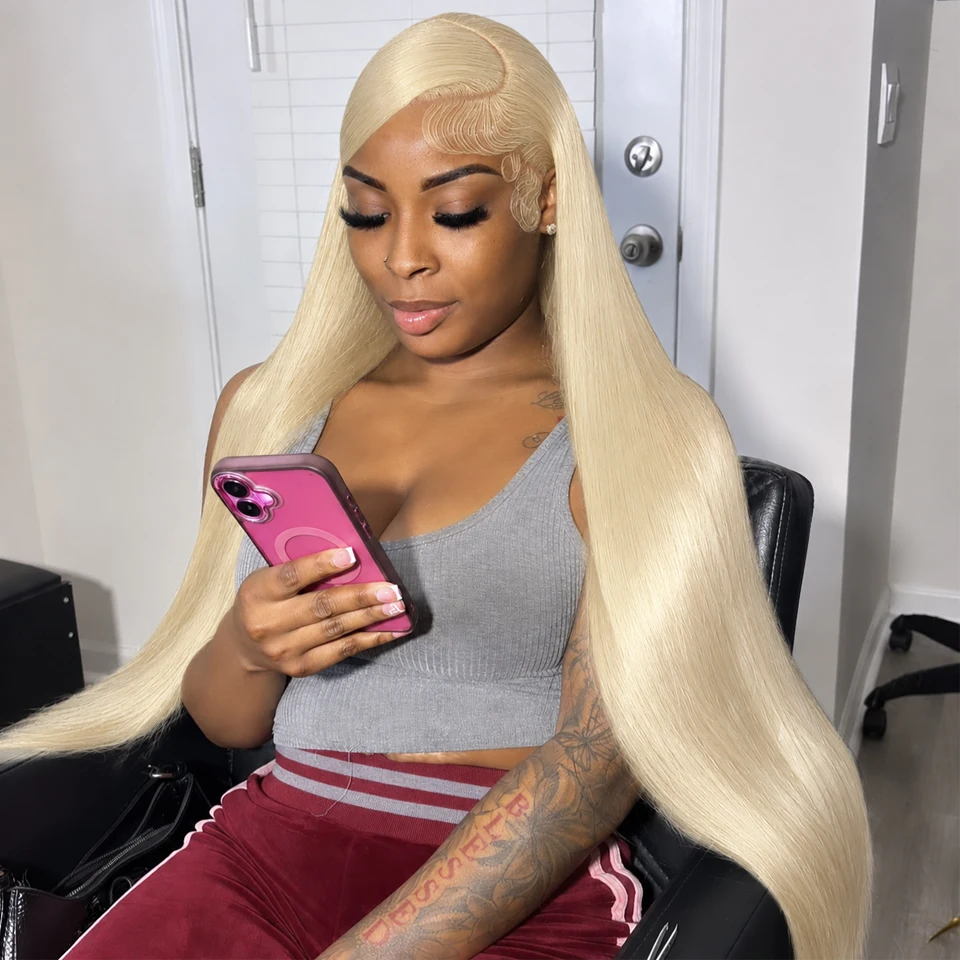 13x6 HD Transparent 613 Blonde Lace Frontal Human Hair Wigs Brazilian Straight Lace Front Human Hair Wigs Can Be Dyed Any Color