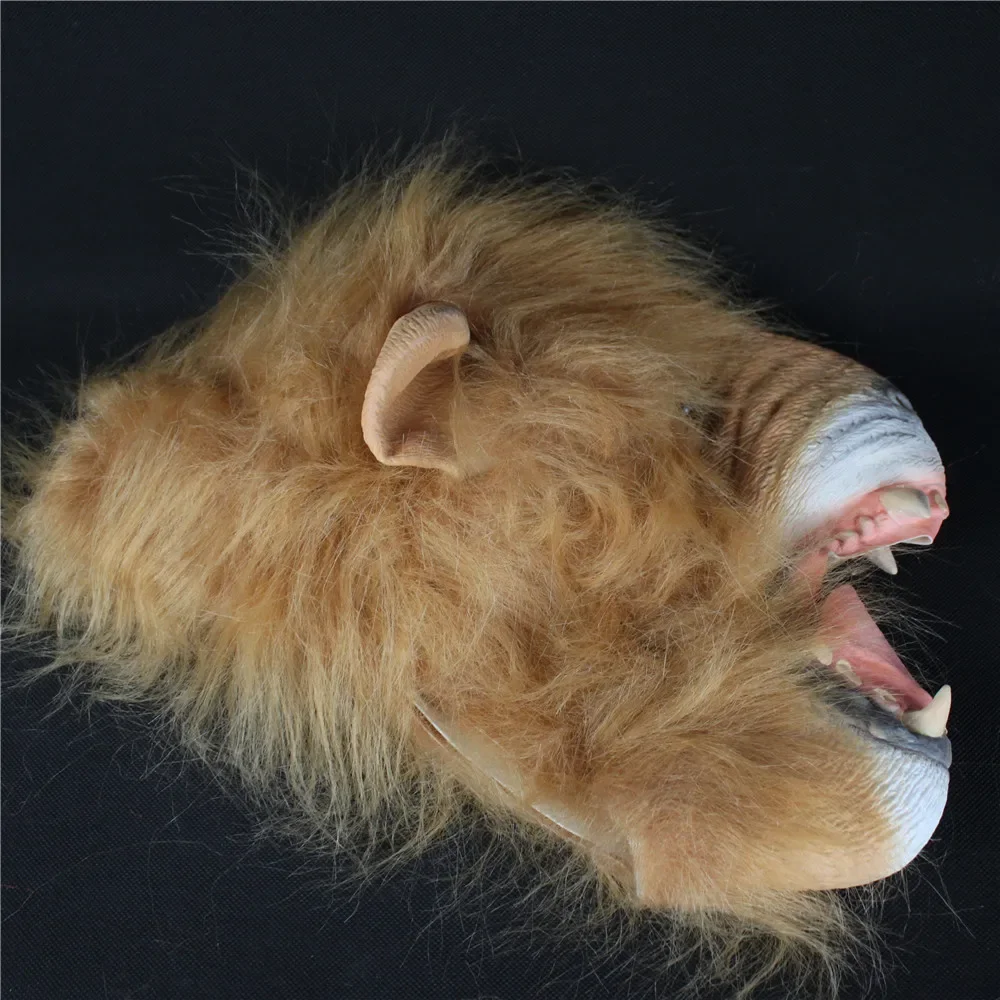 Cosplay Animal Long Hair Angry Lion Latex Mask headgear helmet Halloween Costume Fancy Dress party Anime stage show props gift