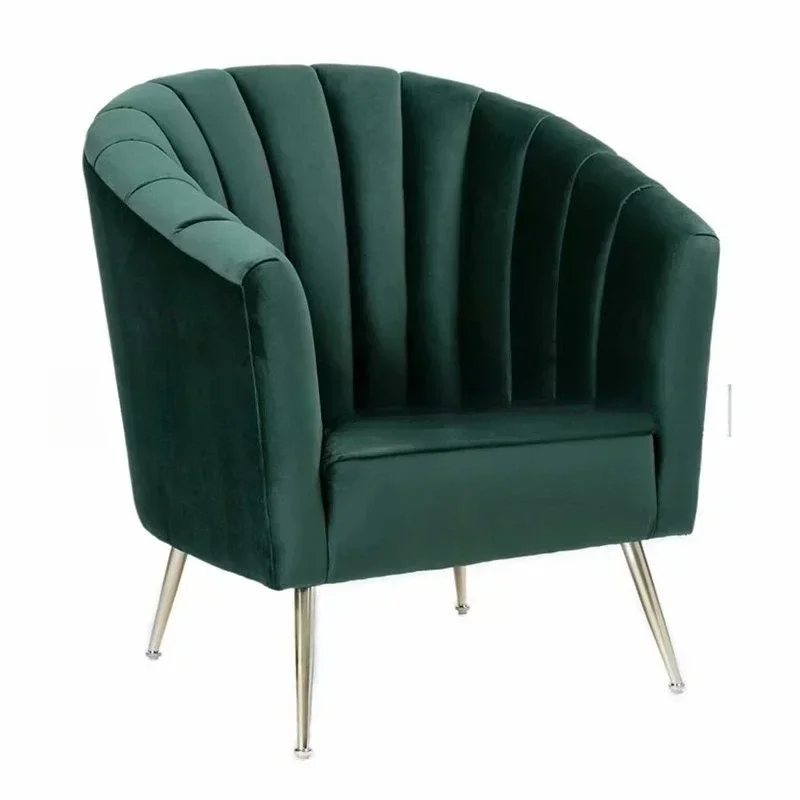 Simple modern dark green flannel leisure sofa furniture cafe negotiation chair