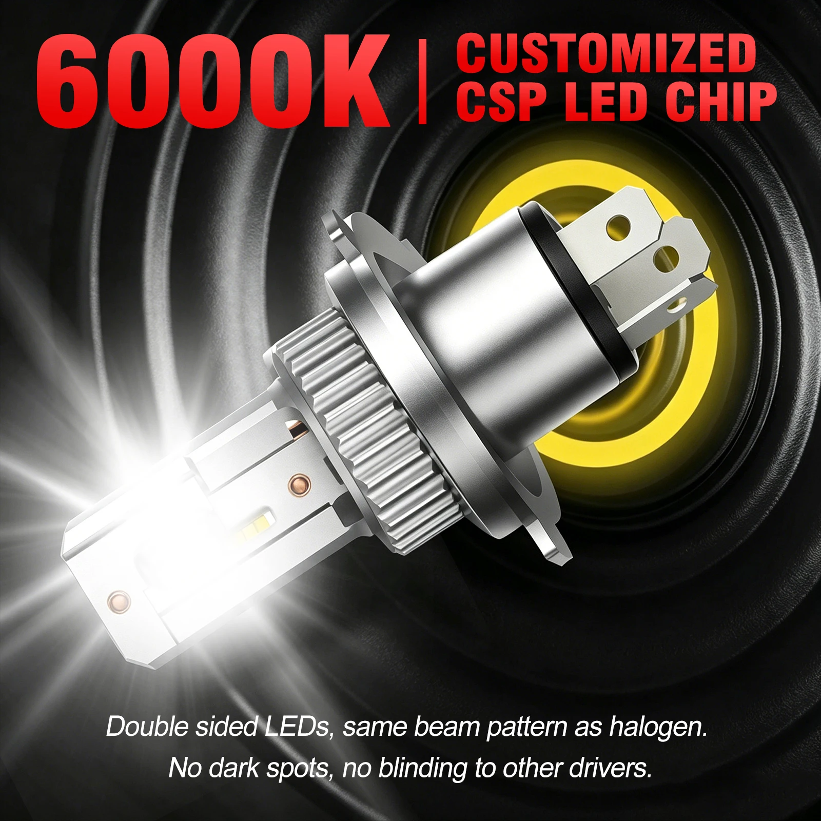 Bullvision 1/2X H4 LED Canbus Headlights 12V 9003 HB2 Hi/Lo Beam Motorcycle Headlamp Fanless H4 LED Bulb For Honda Toyota Ford
