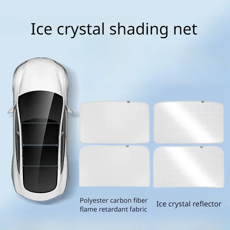 Sunshades For Tesla Model 3 Sunroof Highland 2024 Ice Cloth Buckle Sun Pare Glass Front Rear Skylight model 3+ 2024 accessories