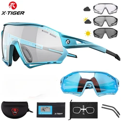 X-Tiger Polarized Cycling Glasses 5 Lens Blue Bicycle Glasses Outdoor Sport Men Sunglasses MTB Road Bike Cycling Goggles