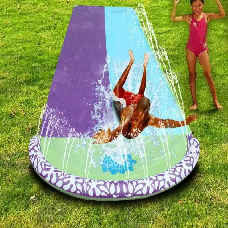 

2026 Double Kids Inflatable Water Slide PVC Splash Lawn Slip N Slide Outdoor Summer Beach Backyard Sprinkler Toy