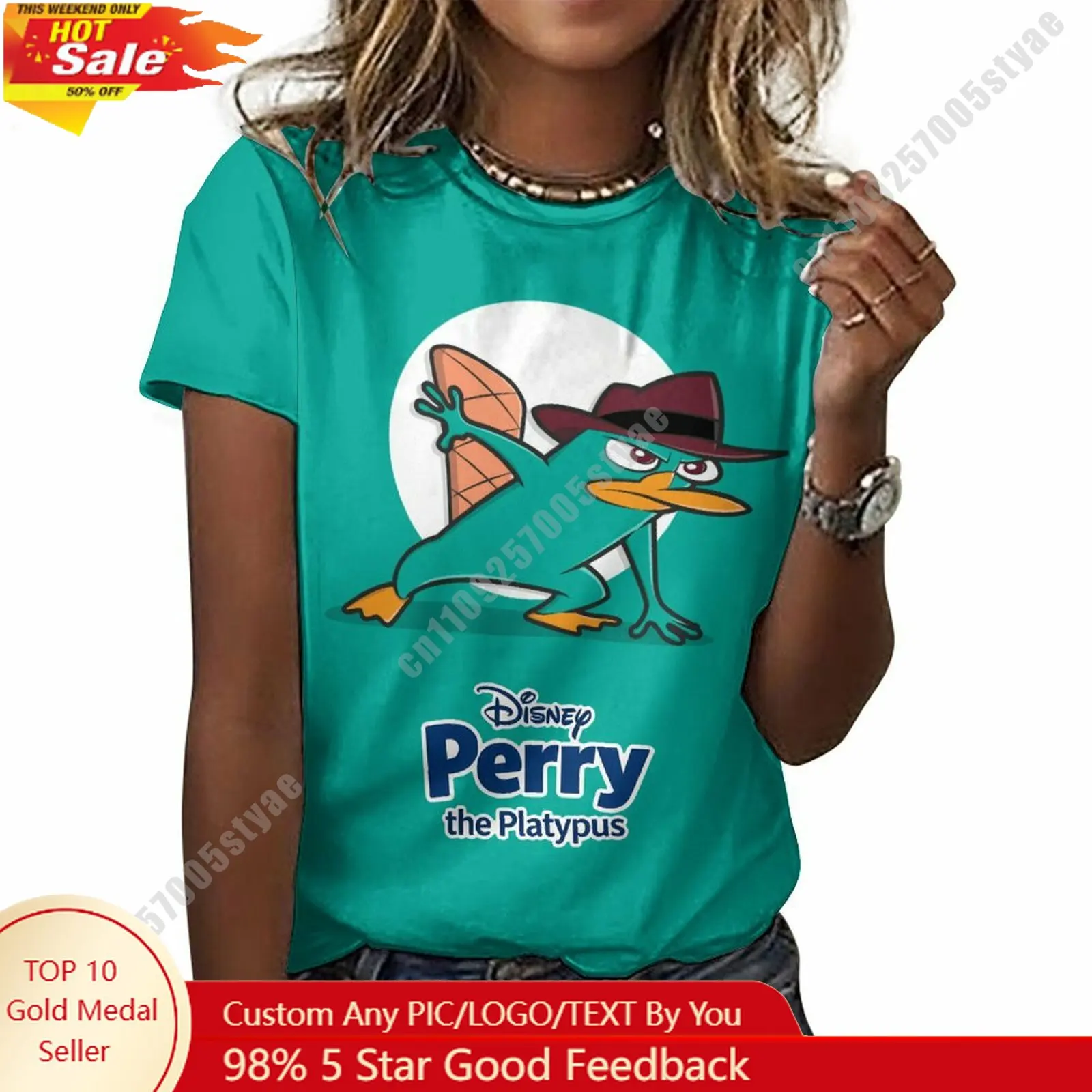

Perry The Platypus T Shirt Disney Cartoon Custom Your Cotton Tee Personalized Photo Text Casual Street Style Short Sleeved Top