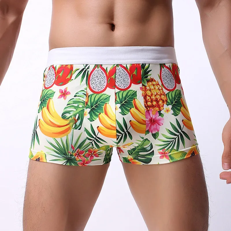 

Floral Printed Mid-Rise Boxer Shorts for Men Breathable Relaxed Fit Stylish Underwear Teenager Casual Aro Pants Loose Daily Wear