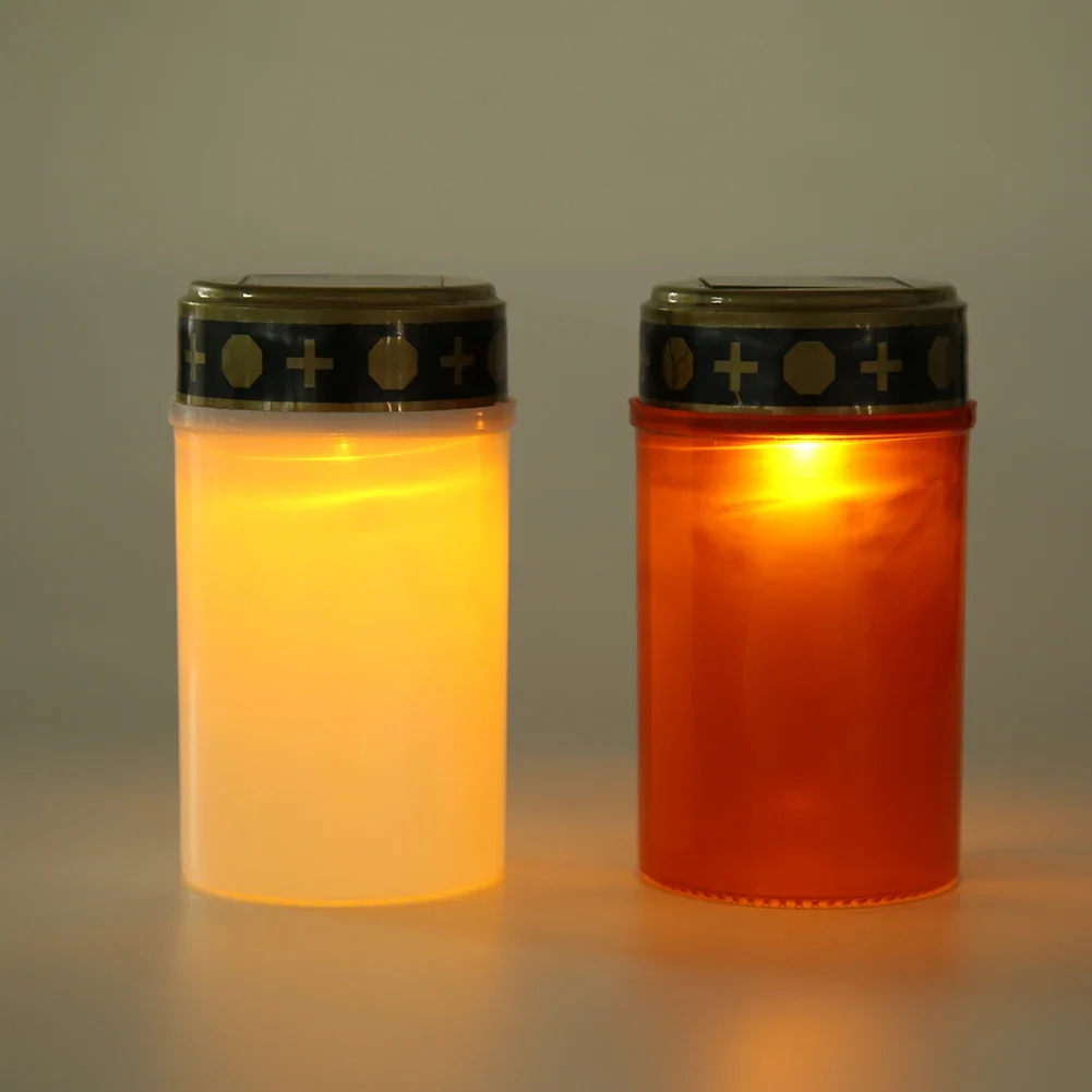 Cemetery Ritual Electronic LED Candle Lamp Flameless Solar Energy Decorative Tea Light Solar Powered Candle Light