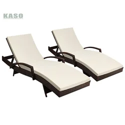 Chaise de plage de luxe en teck, avec ULen bois, moderne, en aluminium, imperméable, en rotin, pour l'extérieur