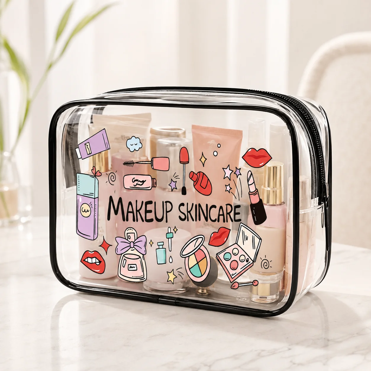 Clear Cosmetic Bag Transparent Durable Makeup Organizer Travel Toiletry Pouch Airport Storage Bag Medicine Bag Beauty Case