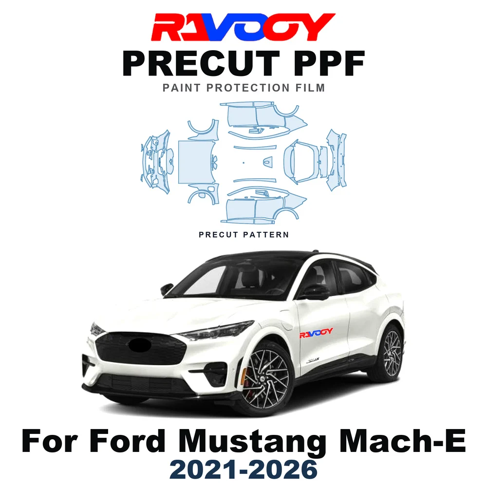 Precut PPF For Ford Mustang Mach-E Base 2021-2026 8.5mil TPU Paint Protection Film Hood Bonnet Bumper Headlight Self-Healing