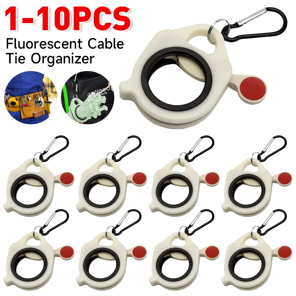 Organisateur d'attache de câble fluorescente, 1/10 pièces, support d'attache de câble de rangement, outil de rangement d'attache de câble Portable, organisateur d'attache de fil électrique