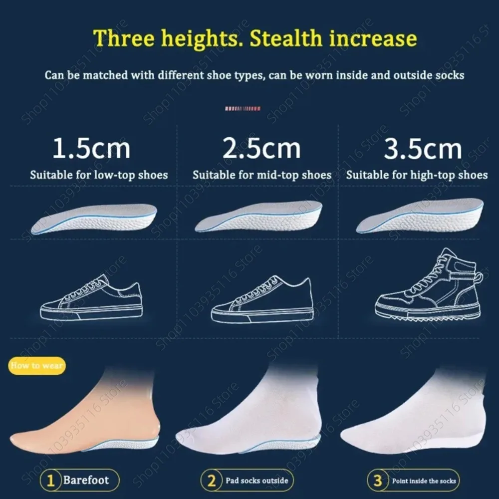 1 pair Breathable Invisible height Insole Arch support Durable Increasing Half Insole Convenient to Use Arch Support Insoles