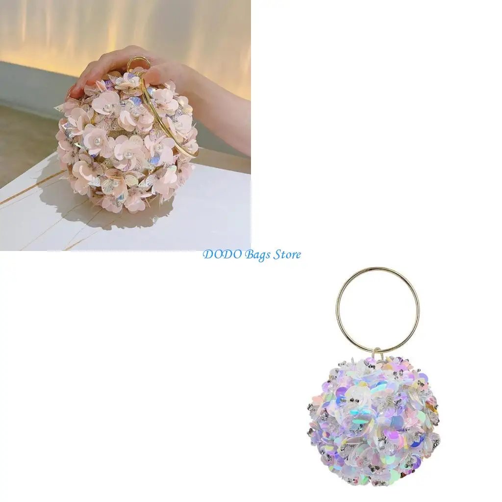 

Модная сумка с цветком и блестками, компактная и элегантная вечерняя сумка через плечо для специального вечернего мероприятия