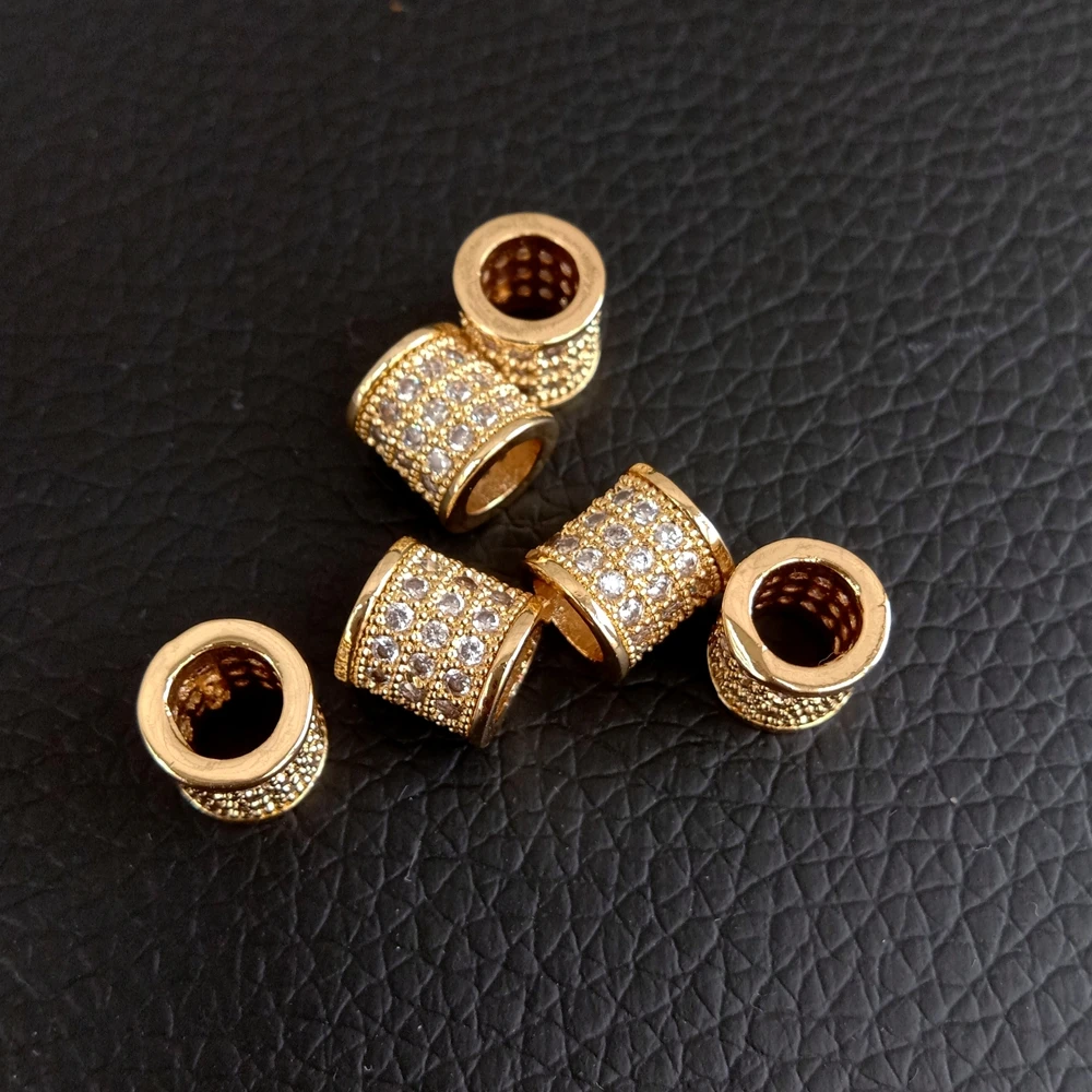 20 PCS  10x12mm cz pave gold plated tube charm connector loose Beads
