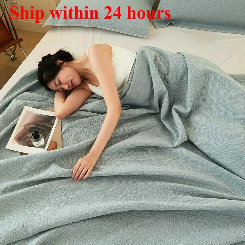 

2025 thousand bird grid cotton washed gauze wool towel quilt gauze blanket pure cotton summer cool blanket can be covered