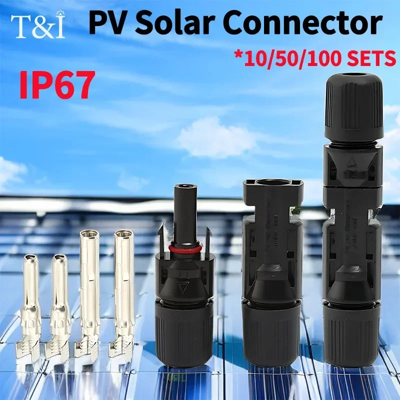 

10/50/100Sets PV DC Photovoltaic Connector 1000V 1500V 30A 50A Male Female Plug IP67 Solar Module Photovoltaic Panel Connector