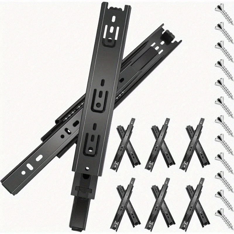Drawer Slides Cold Rolled Steel Hydraulic Damping Buffer Slide Silent Three-Section Wardrobe Guide Rail Furniture Hardware