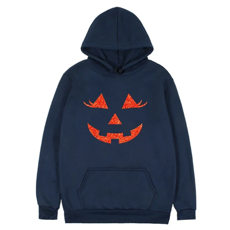 Moletom Abóbora Feminina Halloween, Roupa Manga Comprida, Capuz, Roupas de Inverno, Kawaii, L