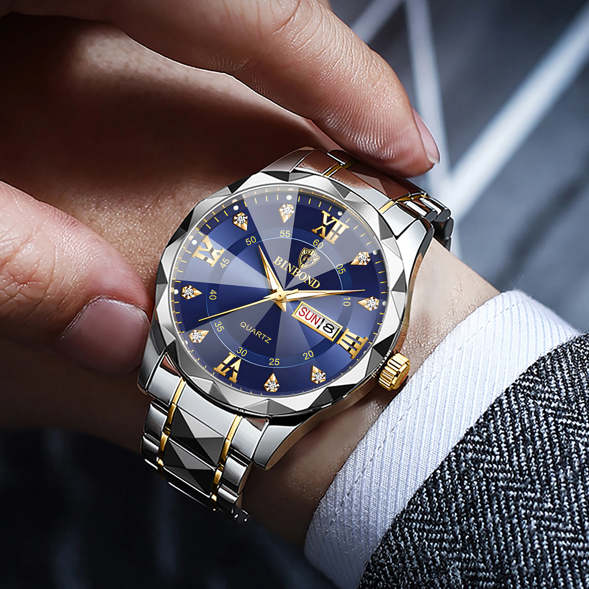 Men's Original Waterproof Quartz Watch with Week Display