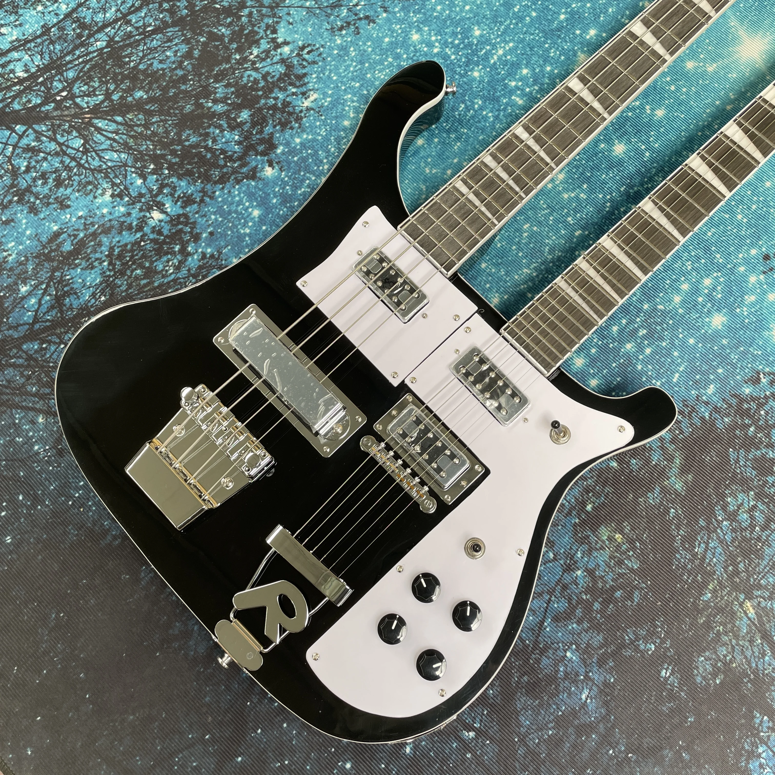 

4+6Electric Bass Guitar, Rosewood Fingerboard Dual-Instrument Combo Guitars, Unisex Electric Guitarra