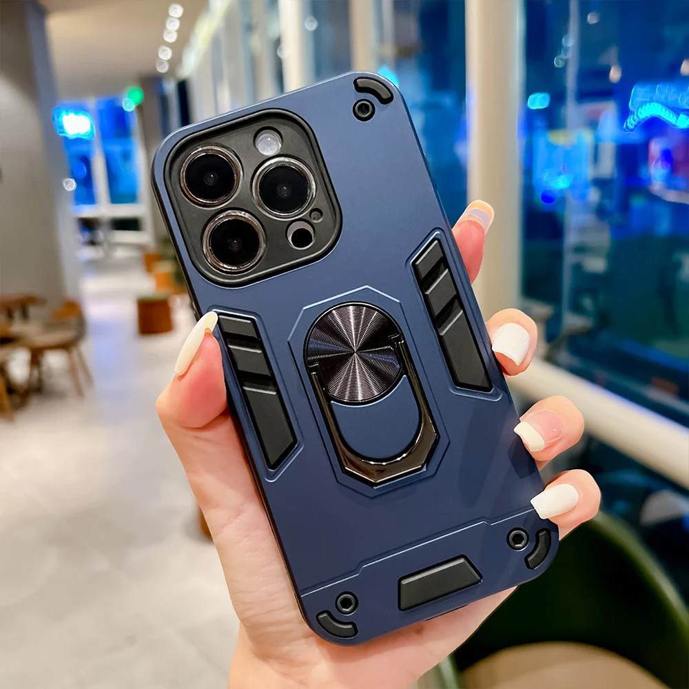 Magnetic Ring Kickstand Phone Case For Apple iPhone 17 16 15 14 13 12 11 Pro Anti-Drop Phone Cover Shockproof Protective Shell view 2