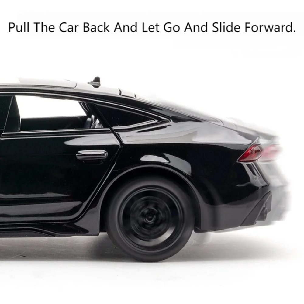 1/32 Scale RS7 Model Car Toy Alloy Diecast High Simulation with Sound and Light Pull Back Vehicles Toys for Kids Christmas Gifts
