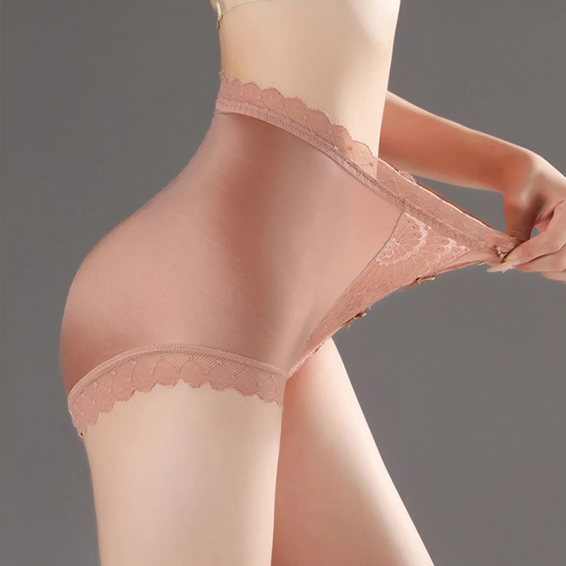 ارتفاع الخصر الدانتيل النساء سراويل الحرير الجليد رقيقة مطاطا ملخصات الملابس الداخلية سلس الفاخرة ملابس داخلية جيدة التهوية بعقب رفع السروال