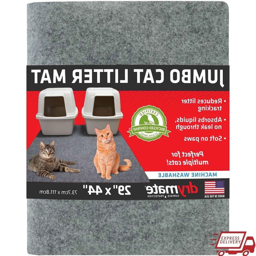 

Jumbo Cat Litter Mat Machine Washable Soft Material Waterproof Backing Litter Control Easy Clean Recycled Fabric Large Size