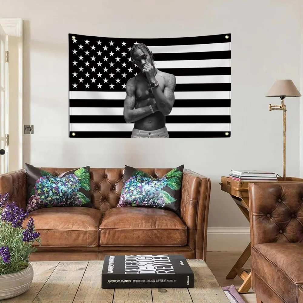 1 قطعة T-Travis S-Scott العلم الأمريكي راية الديكور المرآب غرفة نوم راية الديكور في الهواء الطلق الإعلان راية نسيج راية #4