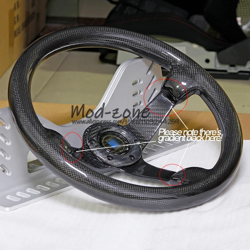 Dry Carbon Fiber Universal 14 Inch 350MM High Glossy Finish Car Tuning Steering Wheel