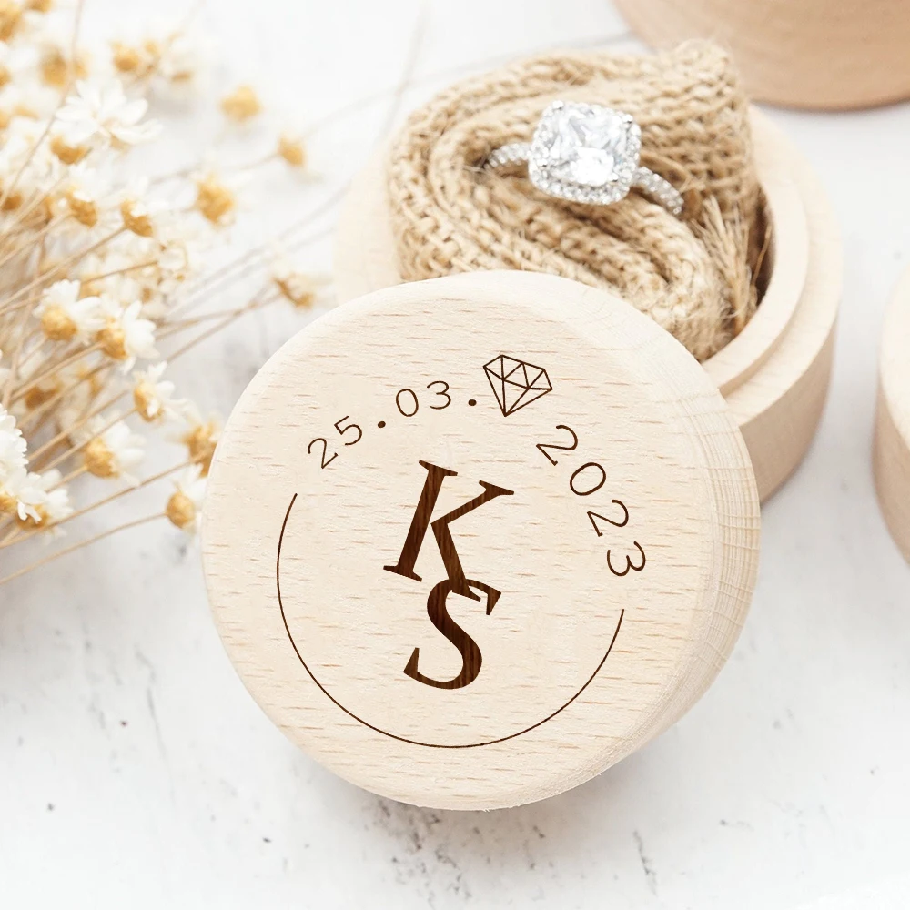 Personalized Wedding Ring Box Anniversary Gift Custom Engraved Ring Box for Engagement Wedding Ceremony Ring Keepsake