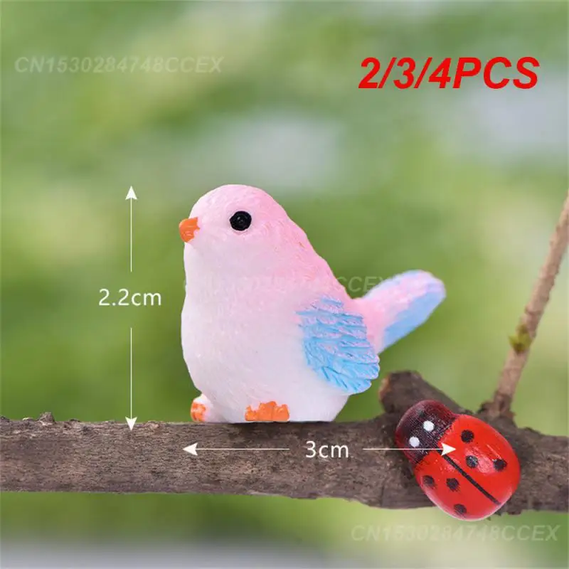 2/3/4PCS Ornaments Cute And Cartoonish Fine Workmanship Resin Material About 2.2*3cm Beauty And Health Landscape The Bird