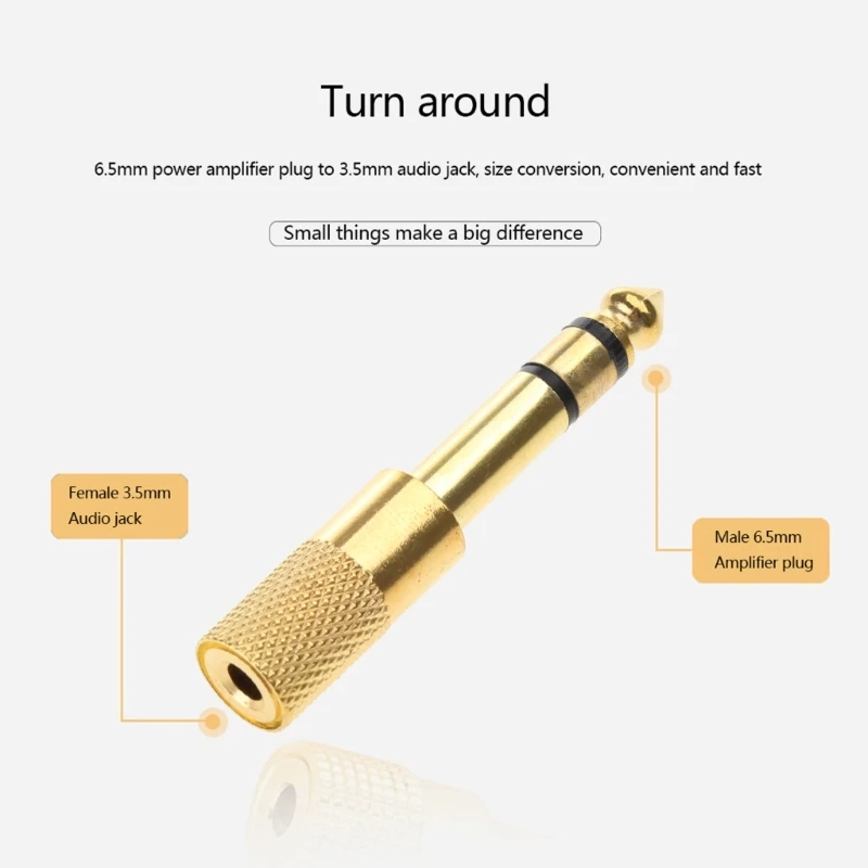 DN59 6.35mm Male to 3.5mm Female Stereo Adapter Plug Jack Gold Plated Pure Copper