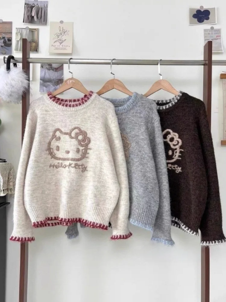 

Kit Knitted Sweater Women's Sle 2025 New Winter Unique Very Beautiful Inner And Outer Wear Loose Fit round Ne Warmth