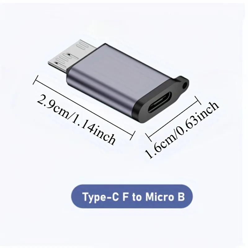 2pcs USB 3.0 Micro-B Male to Type-C Female Adapter Converter,  Fast & Data Transfer Suitable for Hard Drives, SSD D