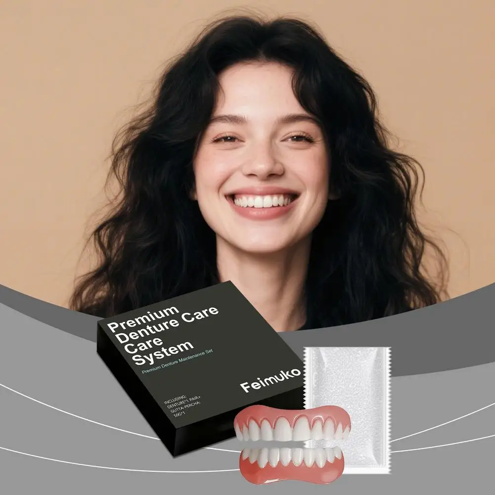 DIY Smile Beauty Decor Kit Moldable‑Polymer Beads Natural‑Shade Fit Portable Compact Design Home Ornament Denture Care Kit