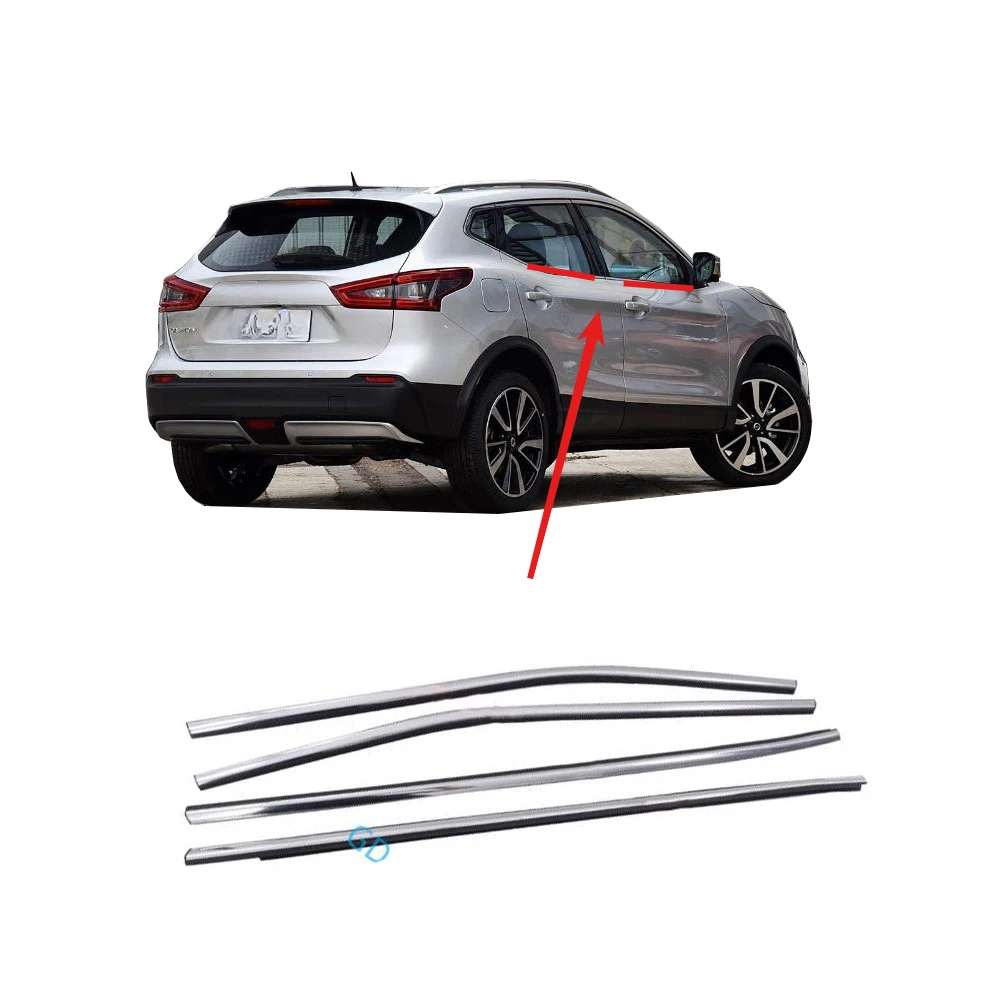 

4 Pcs Chrome Outside Window Glass Rubber for Nissan Qashqai 2015-2020 Weatherstrip for Qashqai Glass Outer Laminate 80821-DF30A