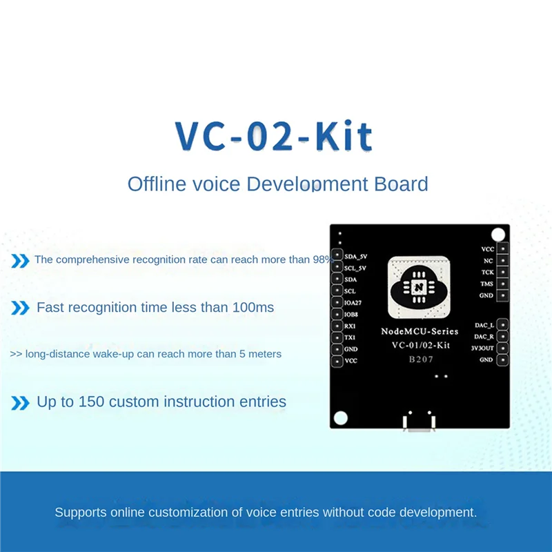 

ZIZI 4X VC-02-Kit AI Интеллектуальный автономный модуль управления распознаванием голоса Макетная плата