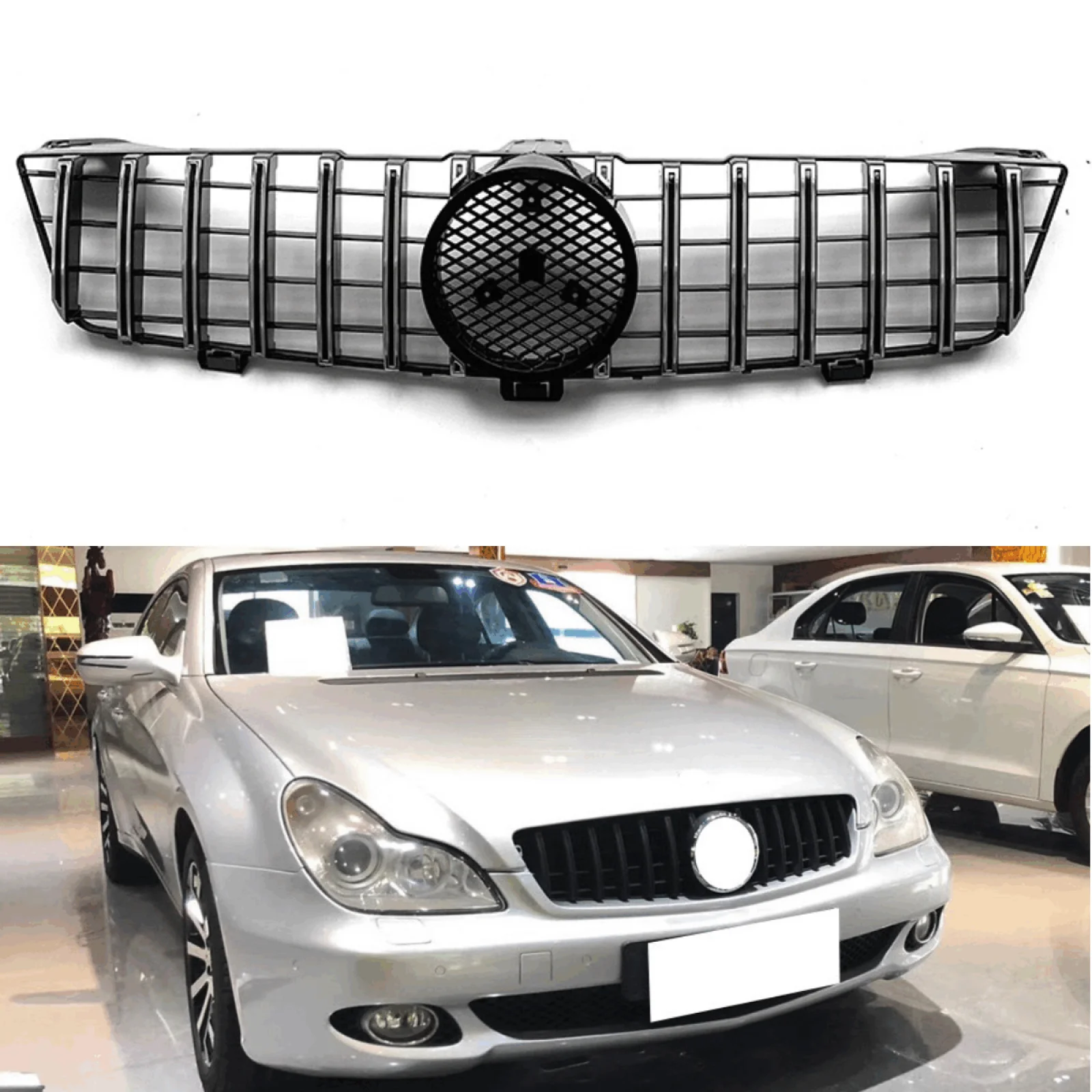 Black Mesh Front Grille Grill For Mercedes Benz W219 CLS350 CLS500 CLS600 2009 2010 2011