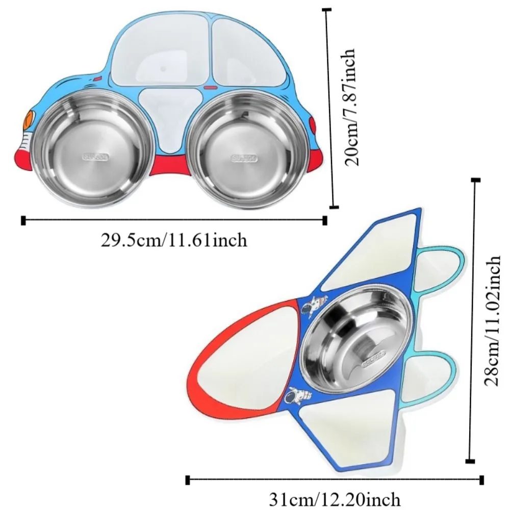 طائرة سيارة على شكل طبق عشاء الإبداعية الكرتون الأطفال أدوات المائدة قطرة مقاومة مقصورة تغذية صينية طعام رياض الأطفال