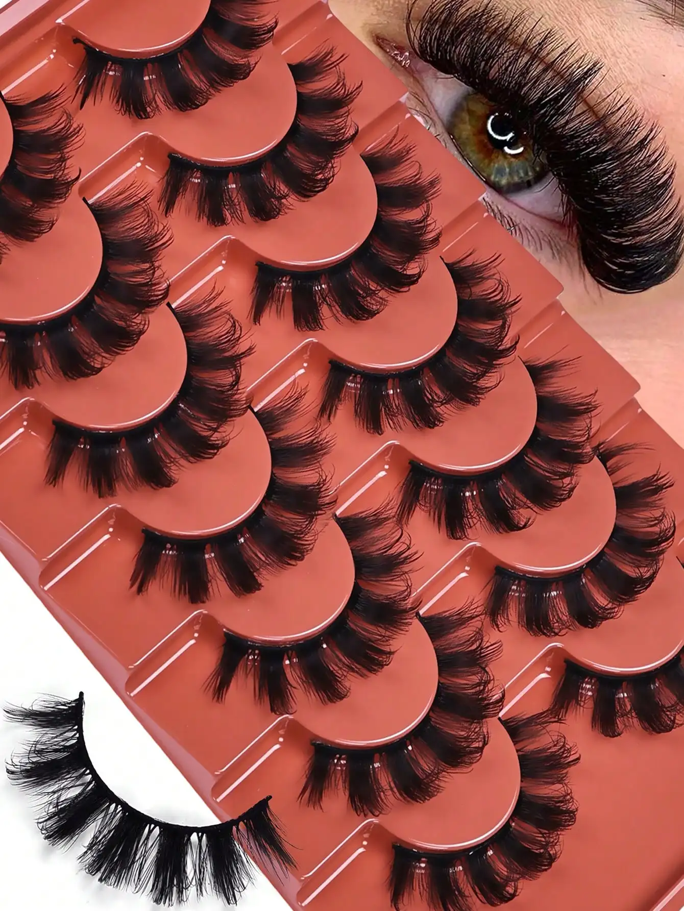 7 Paar Flauschige Falsche Wimpern Volle Wispy Wimpern 8D Volumen Lockige Künstliche Wimpern Multipack – Detail 1