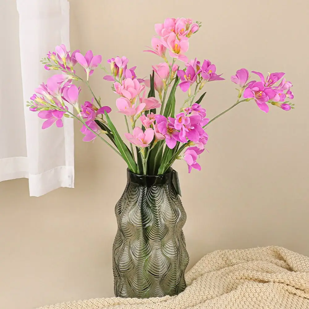2 Fork Artificial Freesia Flowers Real Touch Realistic Artificial Orchid Branches Handmade Simulation Whelan Flower