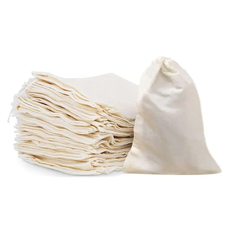 BHBL 50 Pcs 4 x 6 Inches Cotton Muslin Bags, Reusable Drawstring Bags for Tea, Cheesecloth Sachet Bags for Party,Home Storage