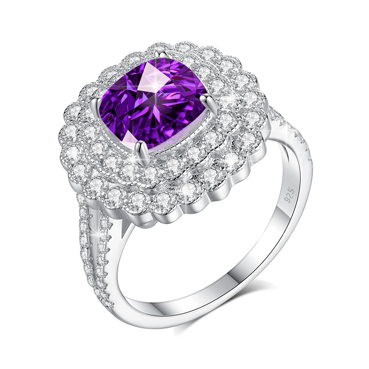 Große Moissanit-Diamantringe für Frauen, 925 Sterling Silber Halo-Ehering, Edle Schmuckverpackung mit GRA-Zertifikat – Detail 14