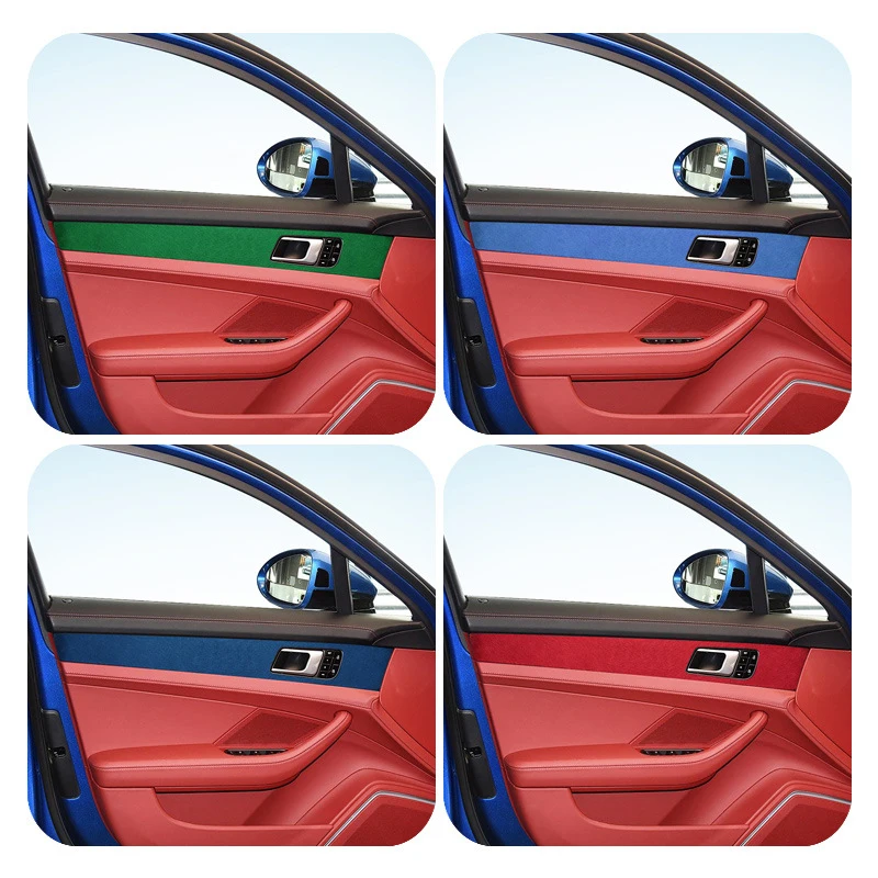 Dla Porsche Panamera 971 2017 2018 2019 2020 2021 2022 2023, 4 szt. Alcantara Zamszowa Naklejka na Panel Klamki Drzwi Samochodowych, Miękka